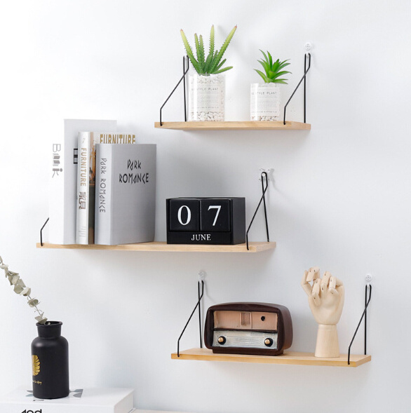 Simple Nordic Style Wooden Wall Mount Storage Rack