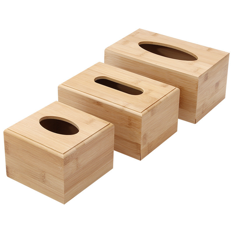 Office Desk Customized Sustainable Facial Paper Towel Dispenser Bamboo Tissue Box