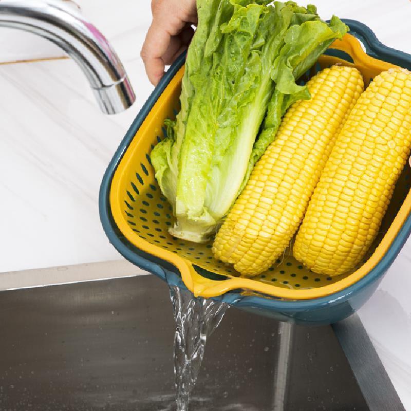 Hot Sale Kitchen Drain Colander Multifunctional Drain Basket Washing Storing Fruits Vegetables Plastic Drain Basket