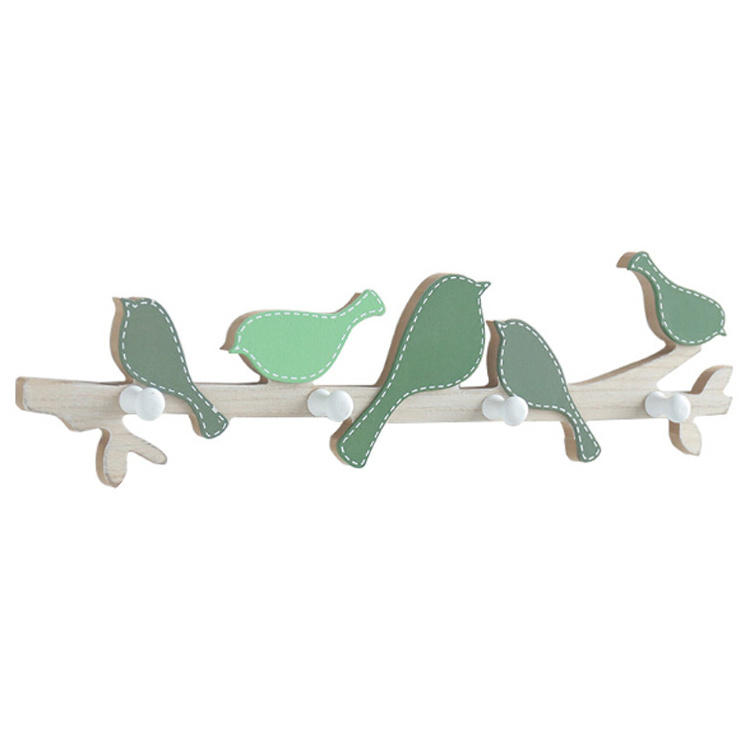 Bird Shape Wooden Wall Mount Storage Clothes Rack