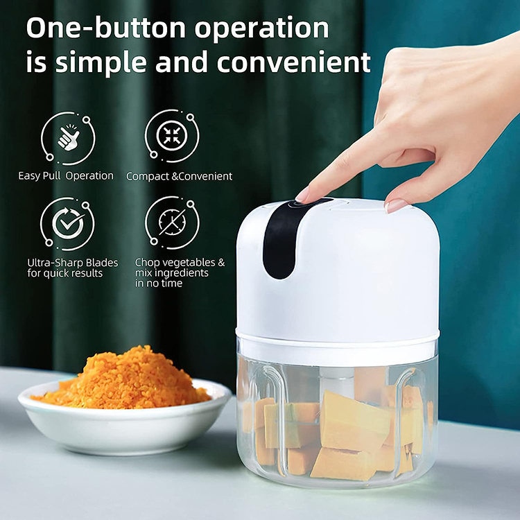 Push button automatic quick spin electric garlic chopper garlic chopper garlic crusher with Sharp blade