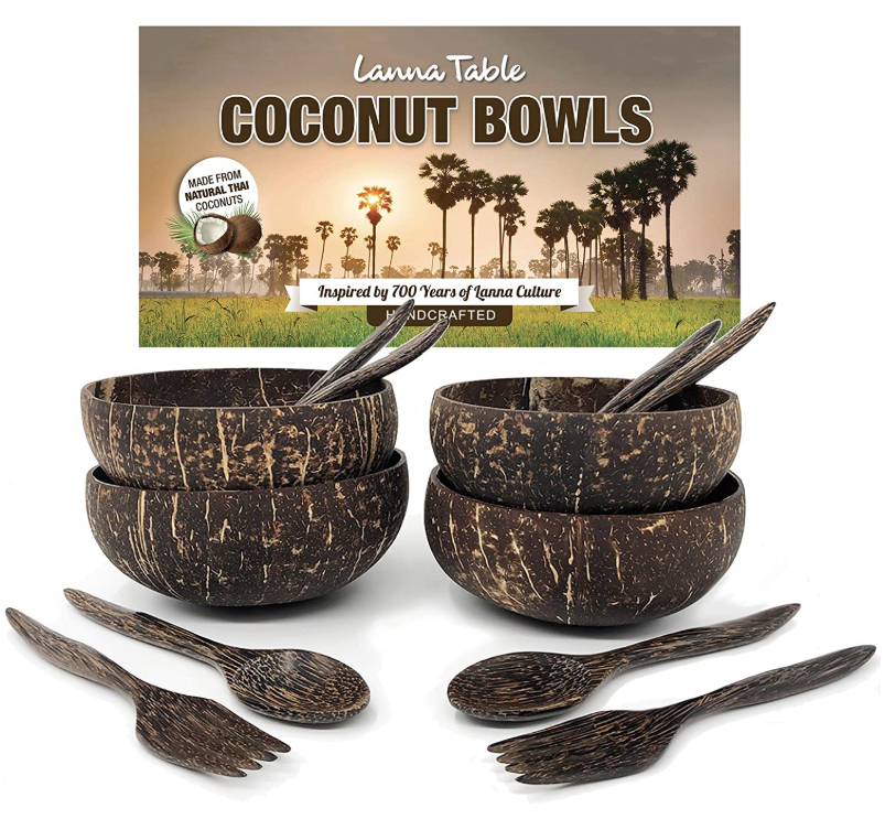 customized logo coconut bowl set coconut shell bowls coconut bowl