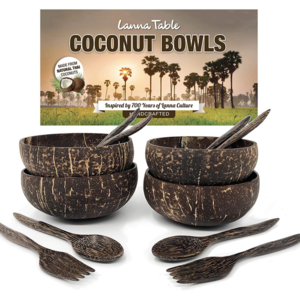 customized logo coconut bowl set coconut shell bowls coconut bowl