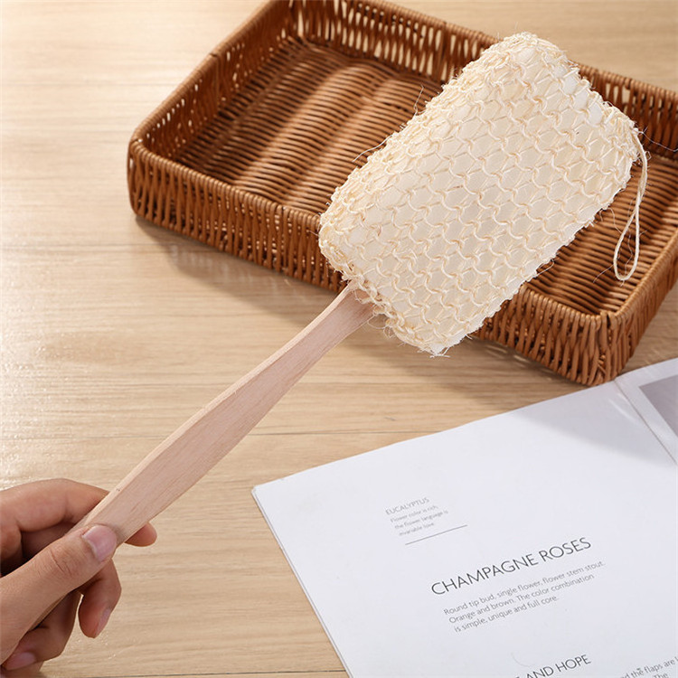 Factory Direct Adult Deep Cleaning Bath Brushes Sponges & Scrubbers with Wooden Handle & Sisal Sponge High Quality