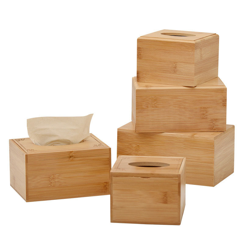 Office Desk Customized Sustainable Facial Paper Towel Dispenser Bamboo Tissue Box