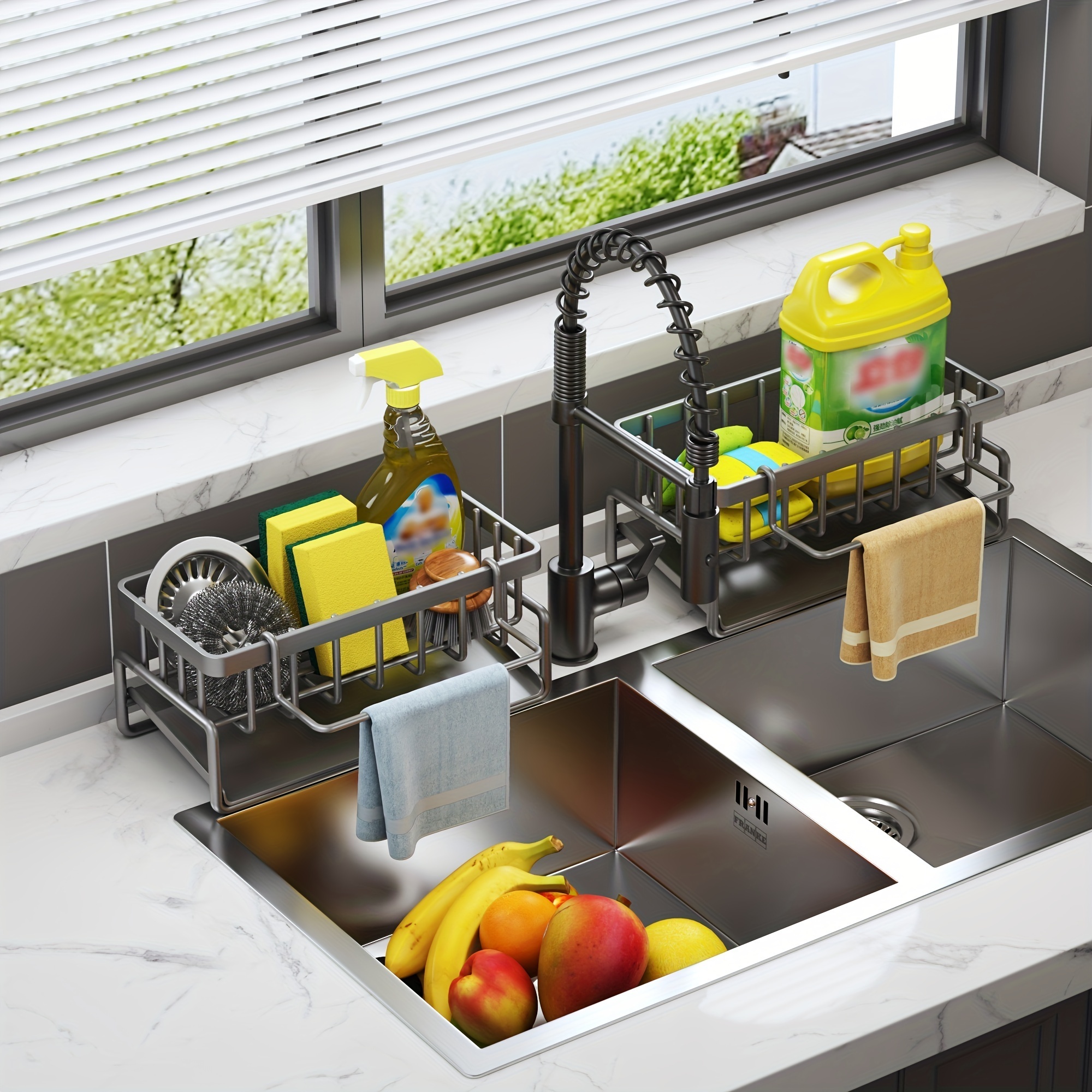 kitchen Sink Sponge Drain storage Basket rack bathroom Soap Sponge organize Holder Metal storage rack