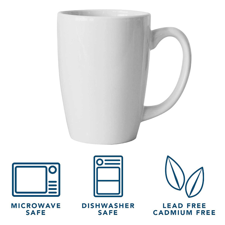 Wholesale sublimation custom logo print porcelain white ceramic cups tea coffee mugs