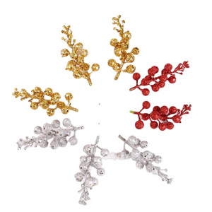 12 Branch Christmas Glitter Berries Stems Artificial Fruit Berry Picks Holly Berry Twig for Xmas Wreath Tree Ornament DIY Craft