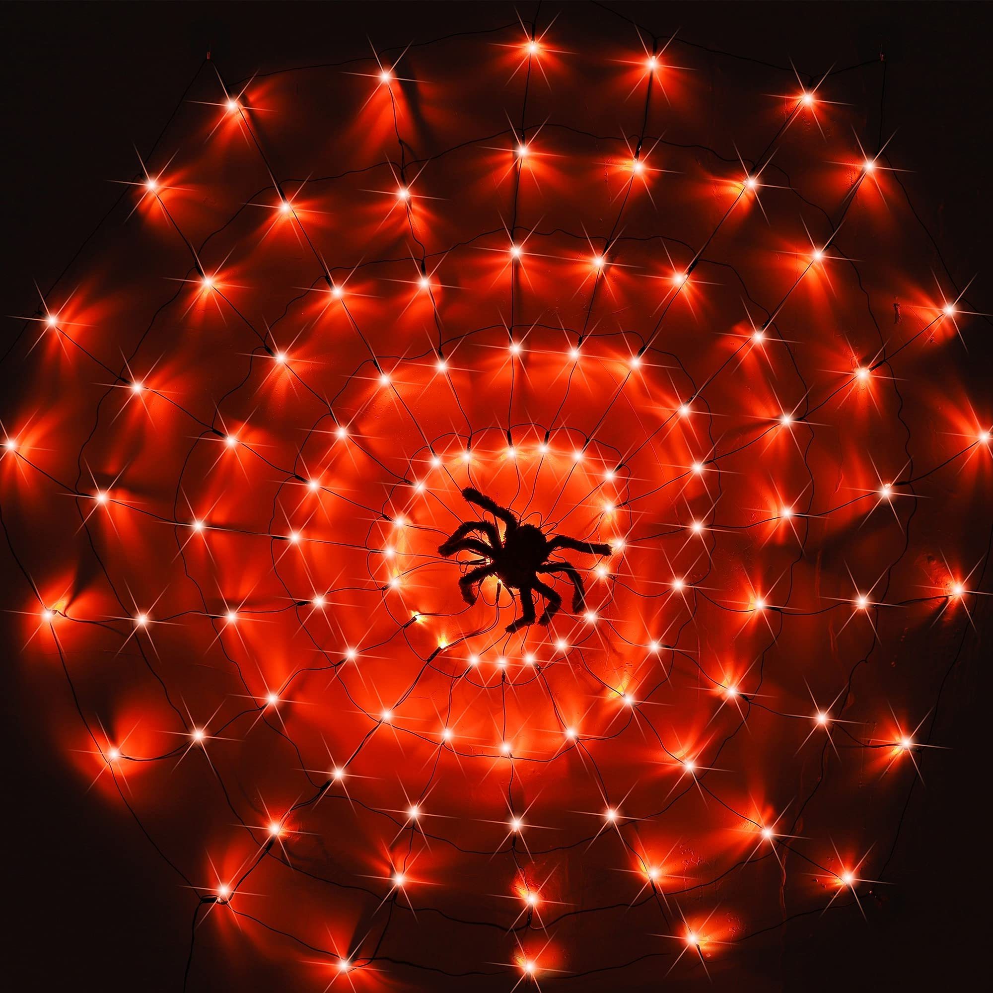 Giant Spider Web Lights with 60 LED for Outdoor Window Decorations Wall Garden Patio Yard Halloween Decoration Light