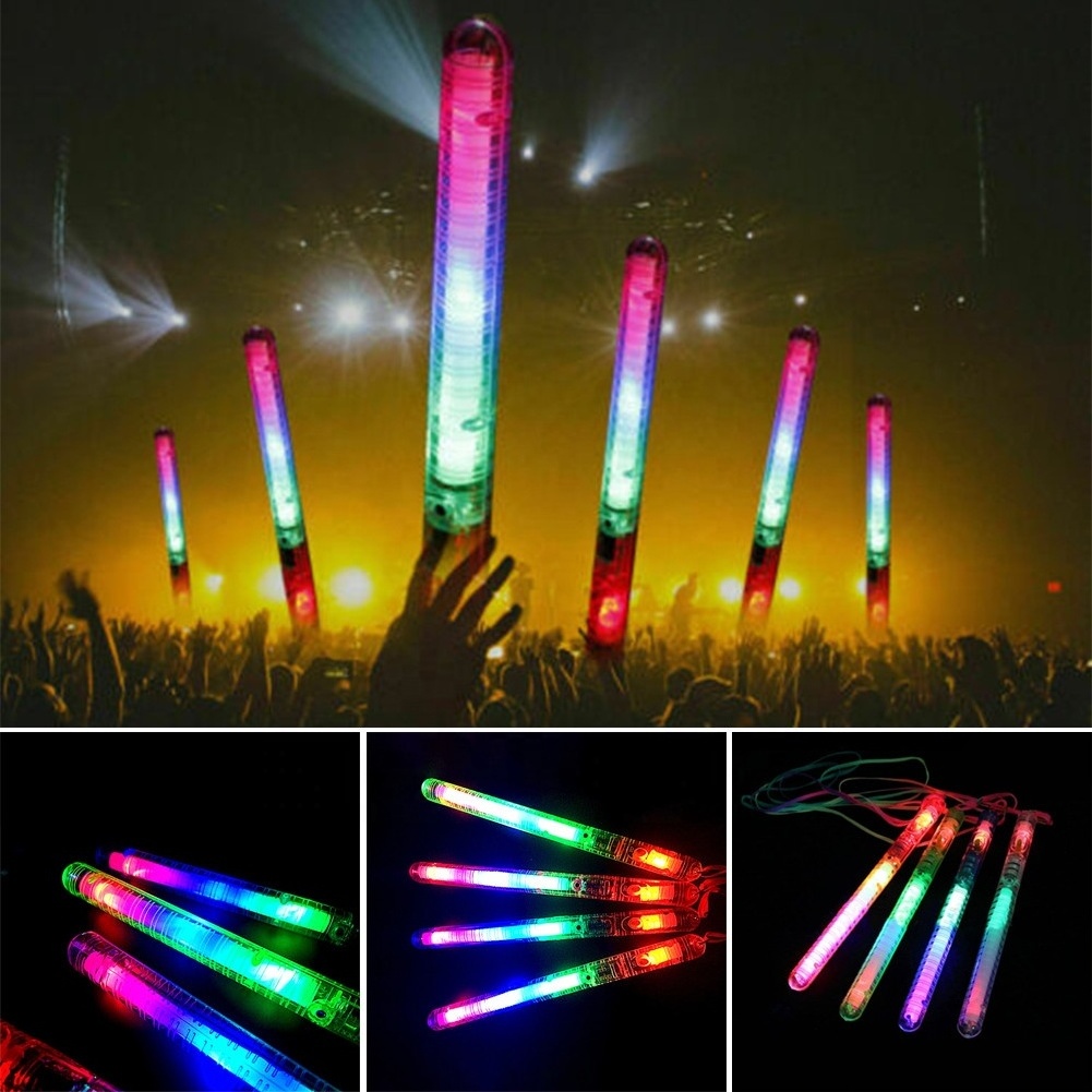 Plastic LED Colorful Wand Luminous Sticks Sponge Rally Rave Glow Wands Party Cheer Supplies Flashing Sticks