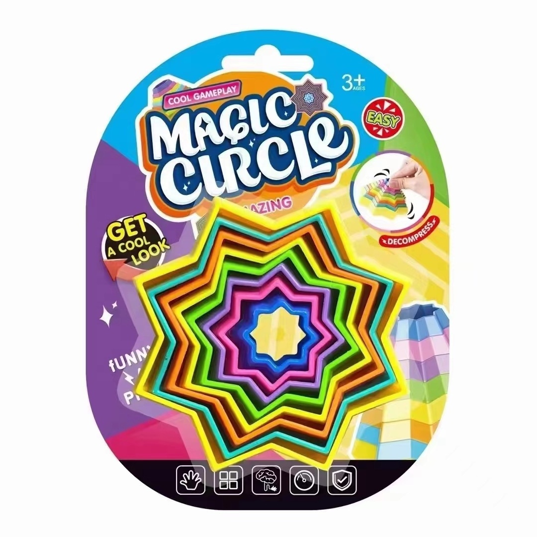 3D Magic Star Spiral Circle Spring Rainbow Slink Spring Toys Educational DIY Assembly Toy Stress Relief Toy Games For Children