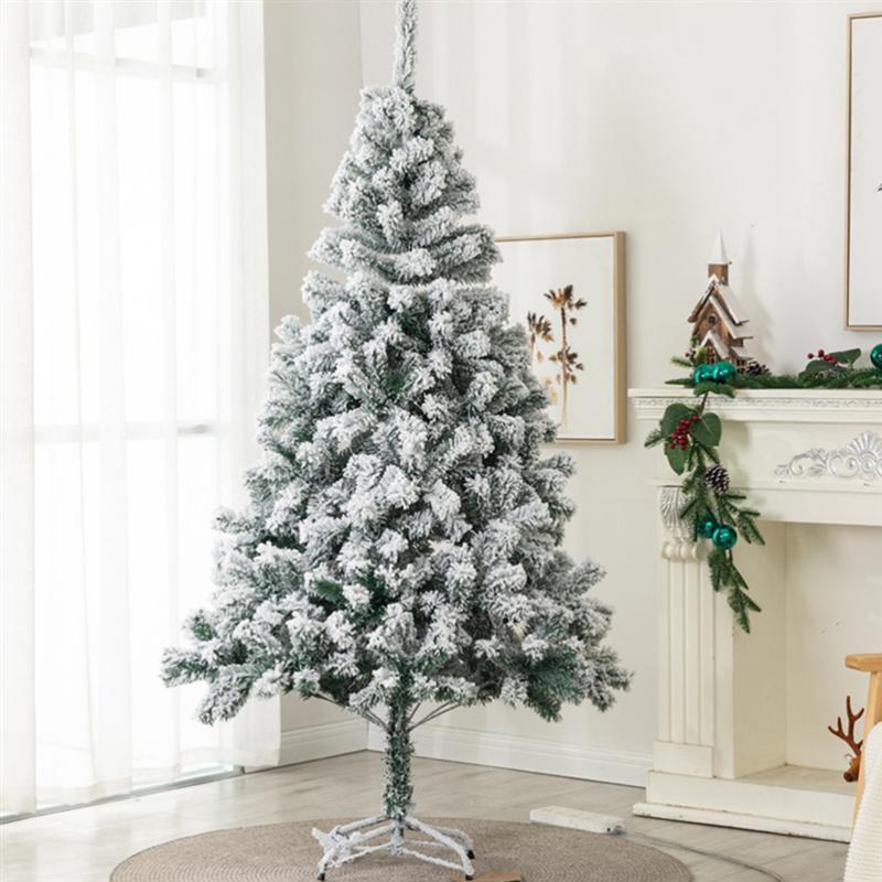 Premium Snow Flocked Xmas Tree Artificial Holiday White Christmas Pine/PVC Tree for Home Office Party Decoration Metal Hinges