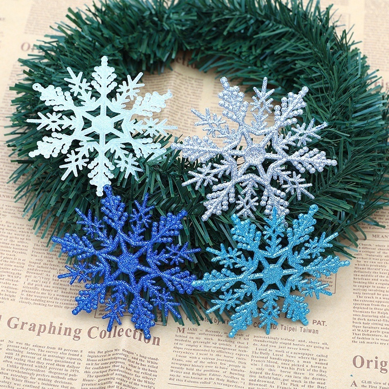 Gold Powder Plastic Snowflake Frozen Birthday Party Ornaments Christmas Decorations for Home Snow Winter Party Decorations