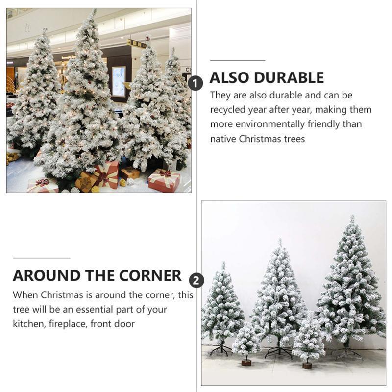 Premium Snow Flocked Xmas Tree Artificial Holiday White Christmas Pine/PVC Tree for Home Office Party Decoration Metal Hinges