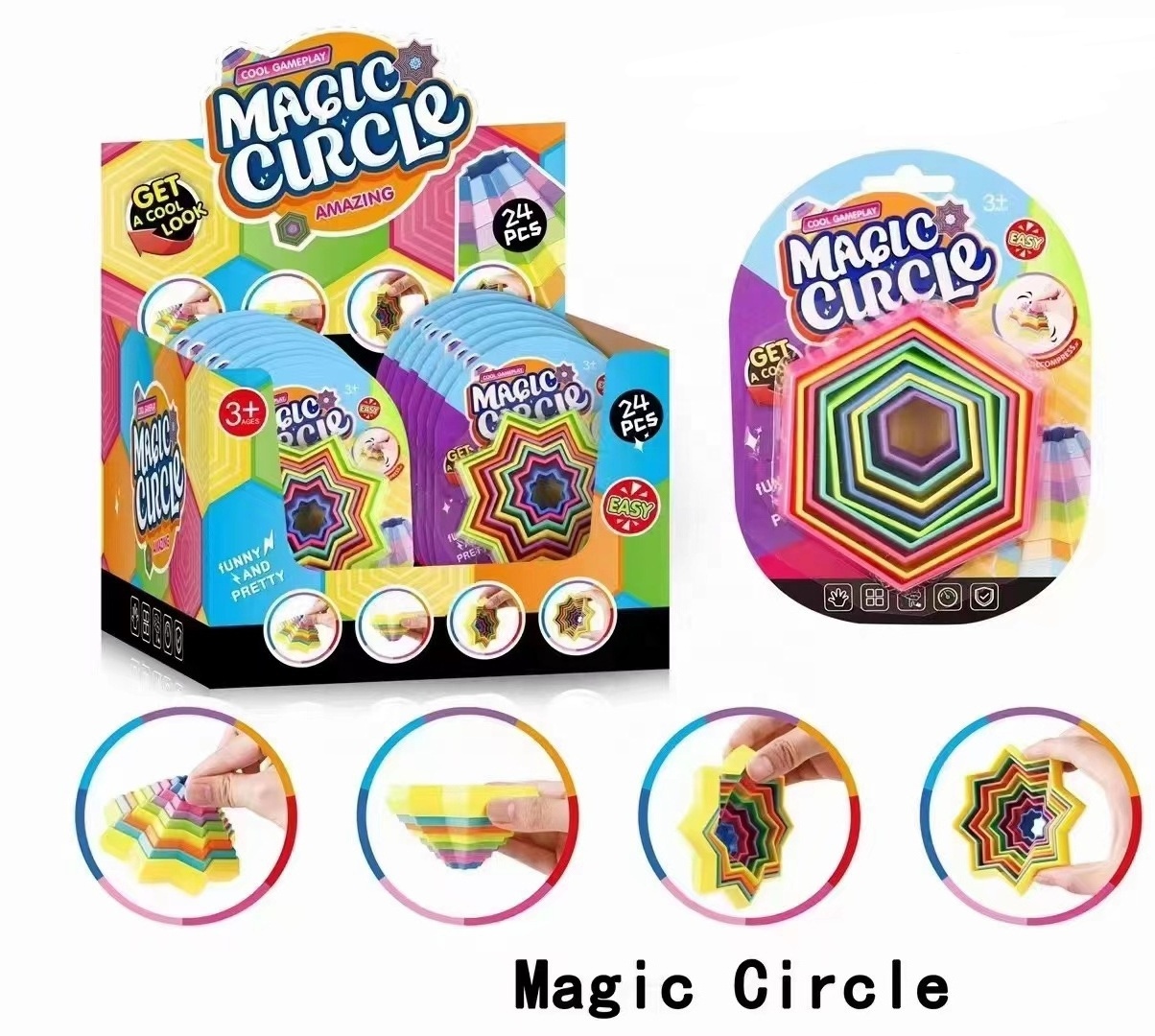 3D Magic Star Spiral Circle Spring Rainbow Slink Spring Toys Educational DIY Assembly Toy Stress Relief Toy Games For Children