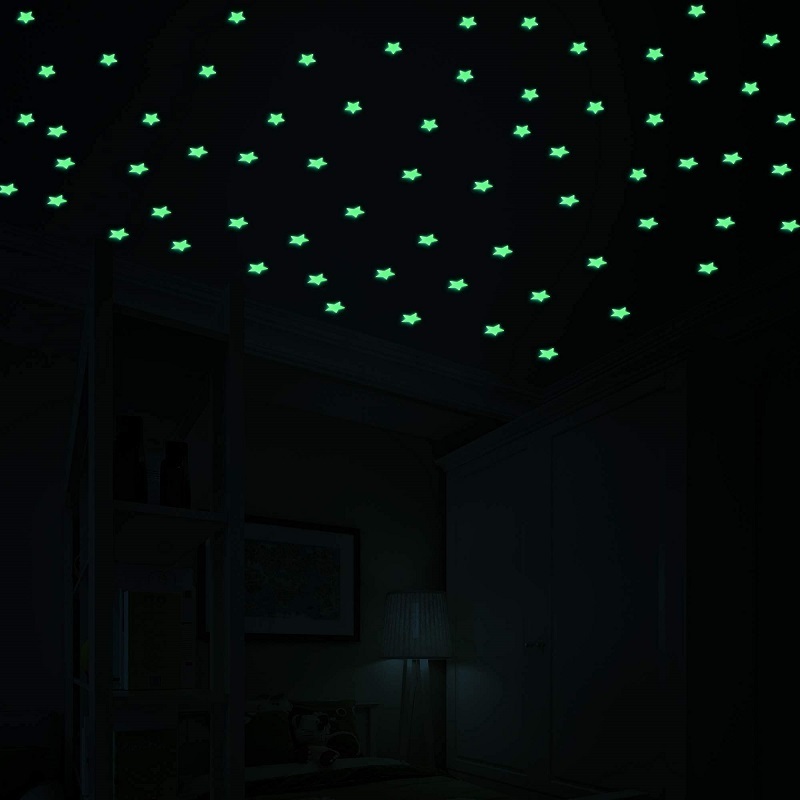 100Pcs Luminous 3D Wall Stickers Glow In The Dark Stars Stickers For Kids Baby Rooms Colorful Fluorescent Ceiling Star Sticker