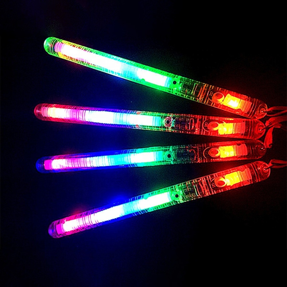 Plastic LED Colorful Wand Luminous Sticks Sponge Rally Rave Glow Wands Party Cheer Supplies Flashing Sticks