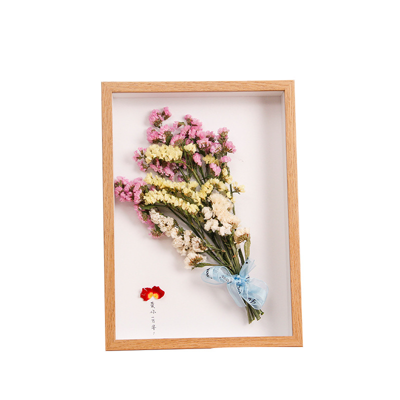 Promotional products wholesale 3d display floating glass picture frames flowers wood frame bulk shadow boxes