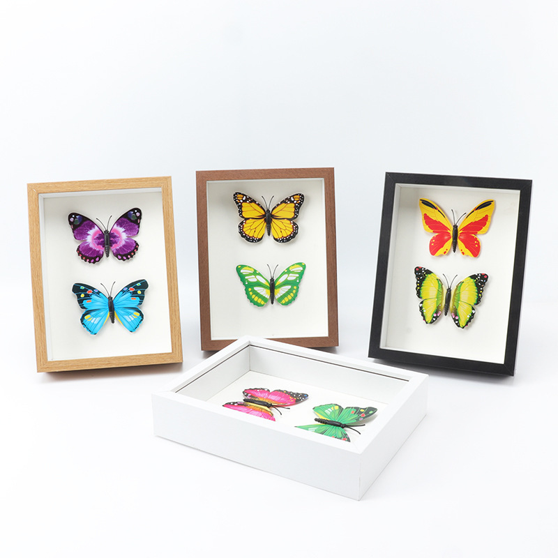 New arrival hollow wall hanging diy butterflies deep picture wood box shadow box 3d floating frame