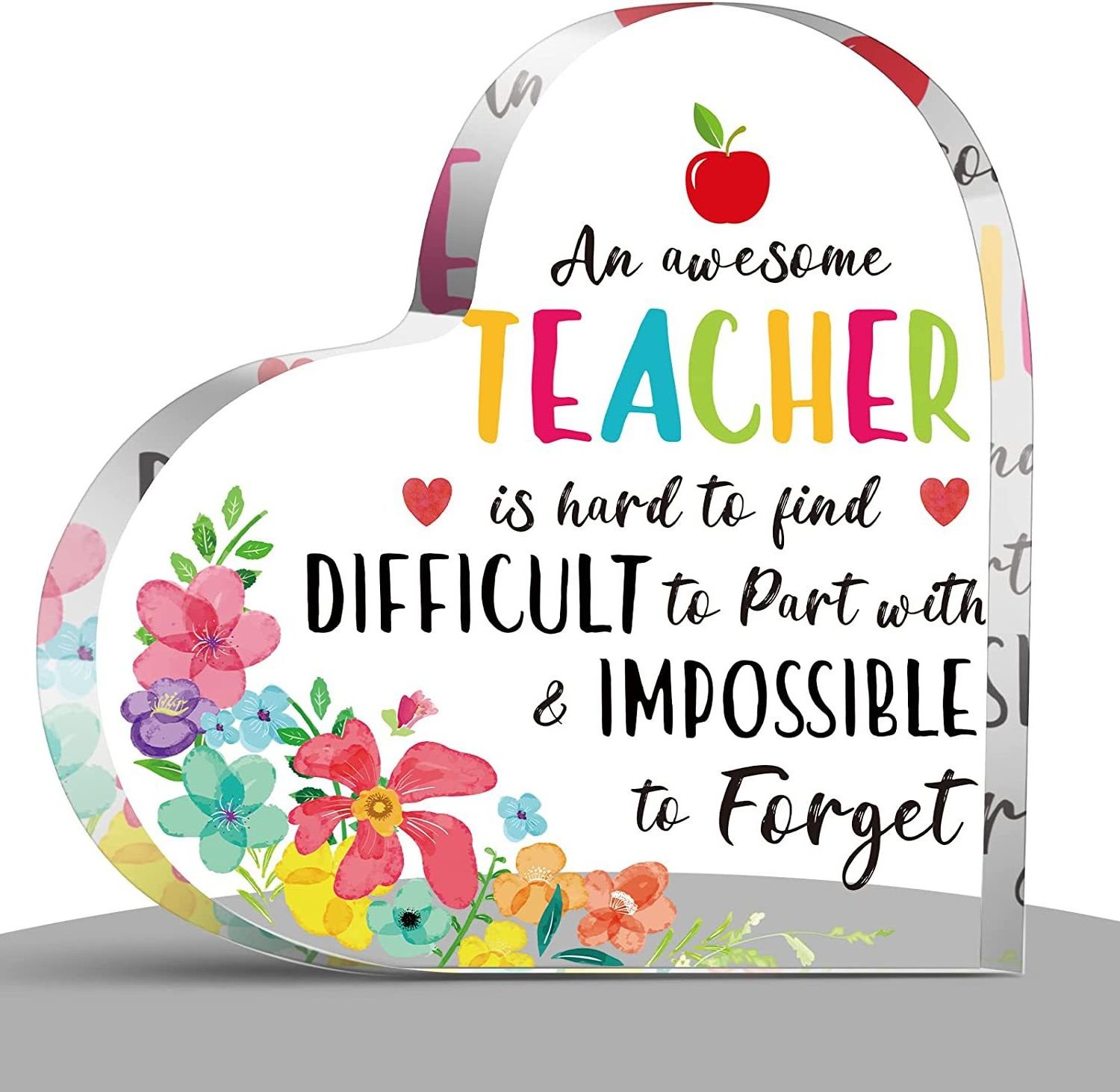 New acrylic love transparent Teachers' Day Mother's Day heart English acrylic desktop home decoration photo frame