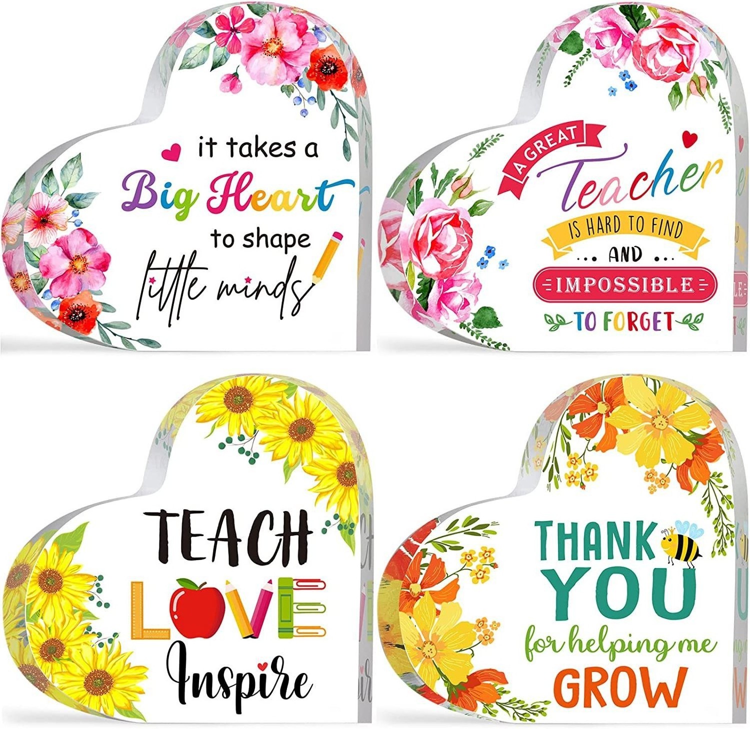 New acrylic love transparent Teachers' Day Mother's Day heart English acrylic desktop home decoration photo frame