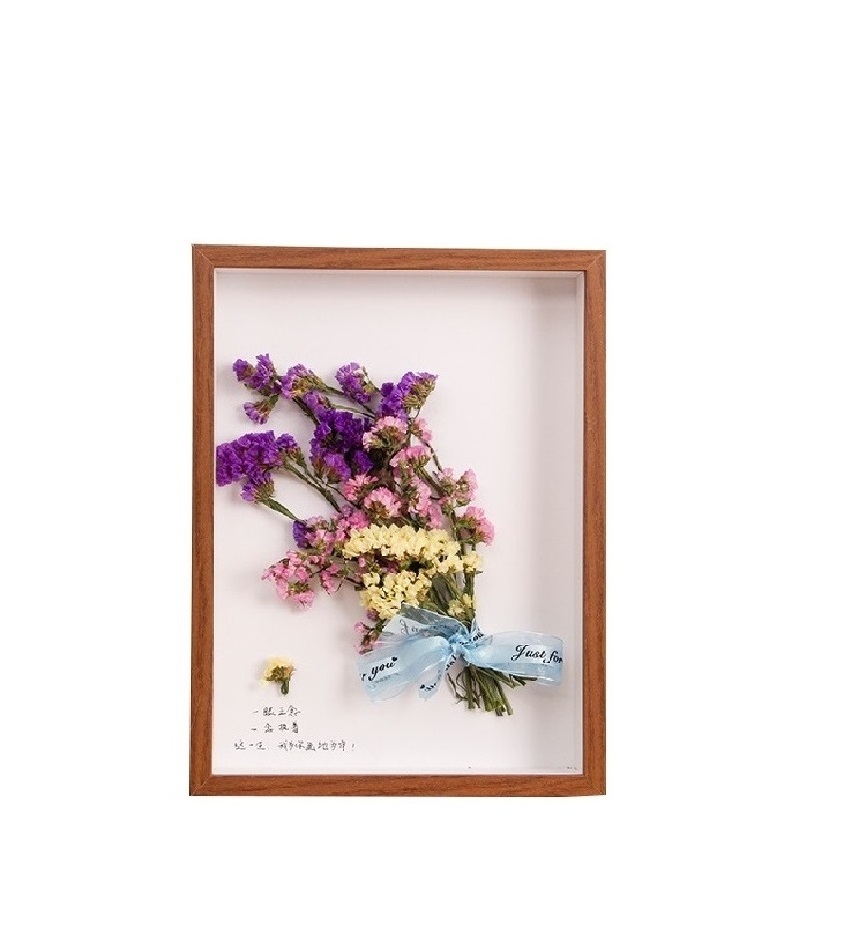 Promotional products wholesale 3d display floating glass picture frames flowers wood frame bulk shadow boxes