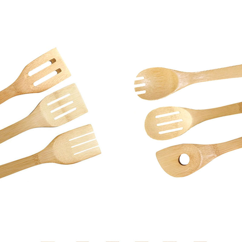 Kitchen Bamboo Utensil Set Apartment Essentials Wood Cooking Spatula Spoon Nonstick Housewarming Gifts Wooden Utensils Set