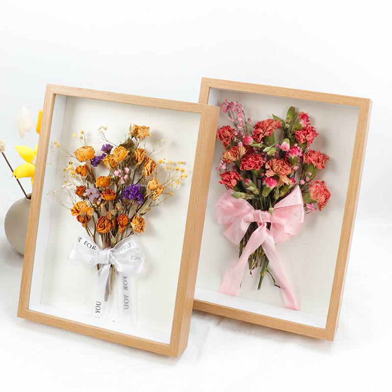 Creative handmade diy dried flower picture wall art shadow box frames wholesale 3d photo frame