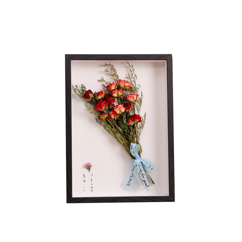 Promotional products wholesale 3d display floating glass picture frames flowers wood frame bulk shadow boxes