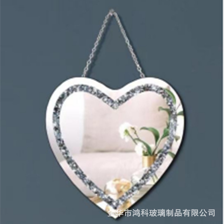 European style light luxury heart-shaped chain hanging test broken drill wall living room decoration hot selling bathroom mirror