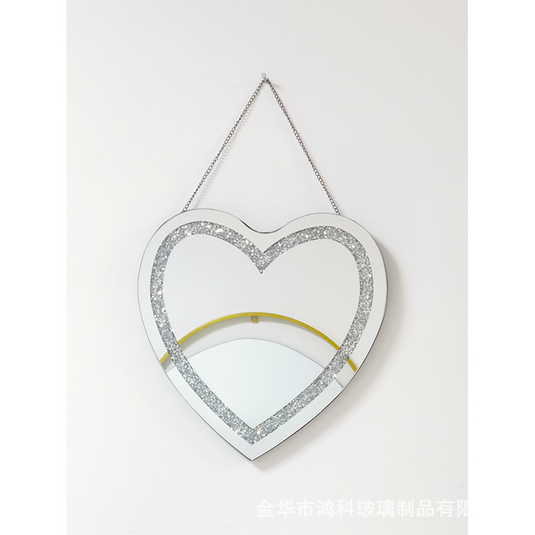 European style light luxury heart-shaped chain hanging test broken drill wall living room decoration hot selling bathroom mirror