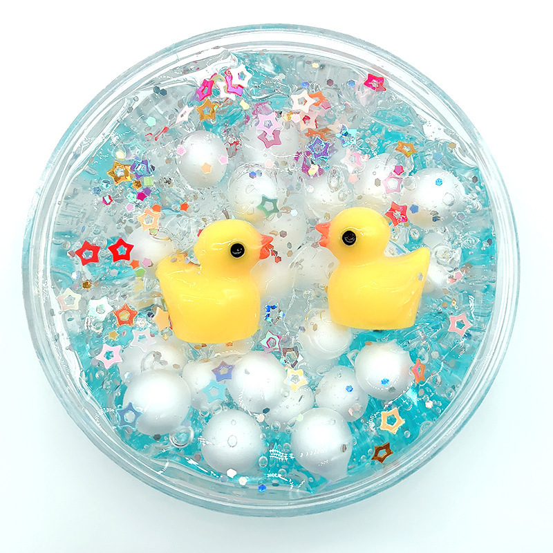 120ml Duck Fluffy Crystal Clear Slime Glue Foam Ball Supplies AntiStress Toy Soft Plasticine Modeling Clay Putty for Kids