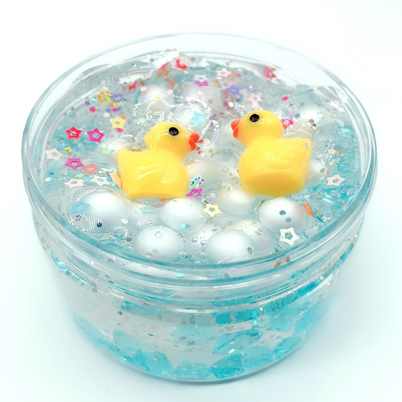 120ml Duck Fluffy Crystal Clear Slime Glue Foam Ball Supplies AntiStress Toy Soft Plasticine Modeling Clay Putty for Kids