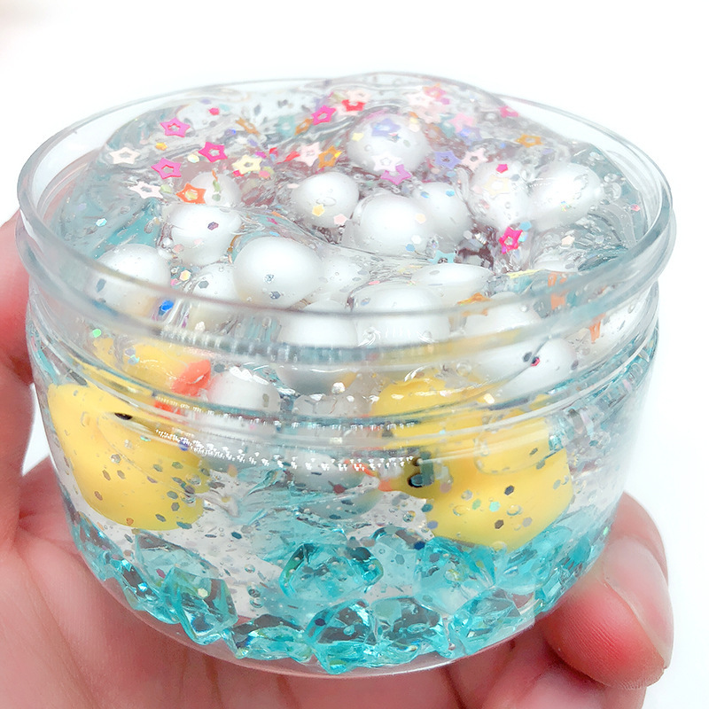 120ml Duck Fluffy Crystal Clear Slime Glue Foam Ball Supplies AntiStress Toy Soft Plasticine Modeling Clay Putty for Kids