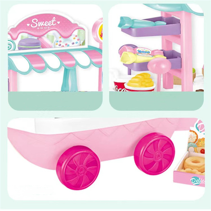 Dessert shopping cart children's kitchen toys ice cream burger tableware trolley children's toys