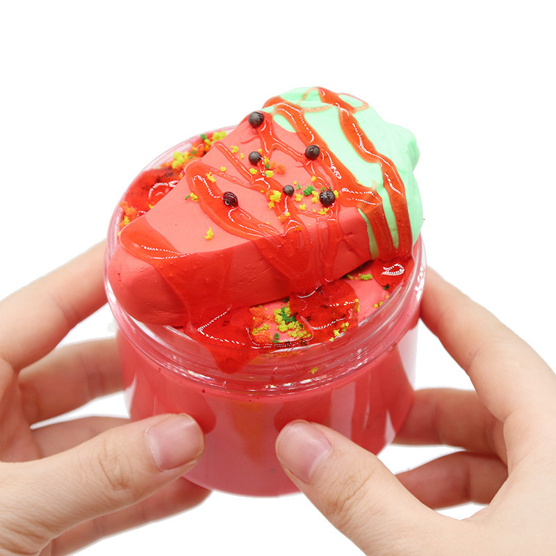 Hot Kids Toy Stress-Relieving Puff Children Cotton Cake Educational Watermelon Colors Diy Fruit Slime Glue