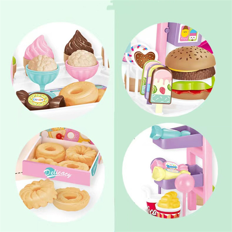 Dessert shopping cart children's kitchen toys ice cream burger tableware trolley children's toys