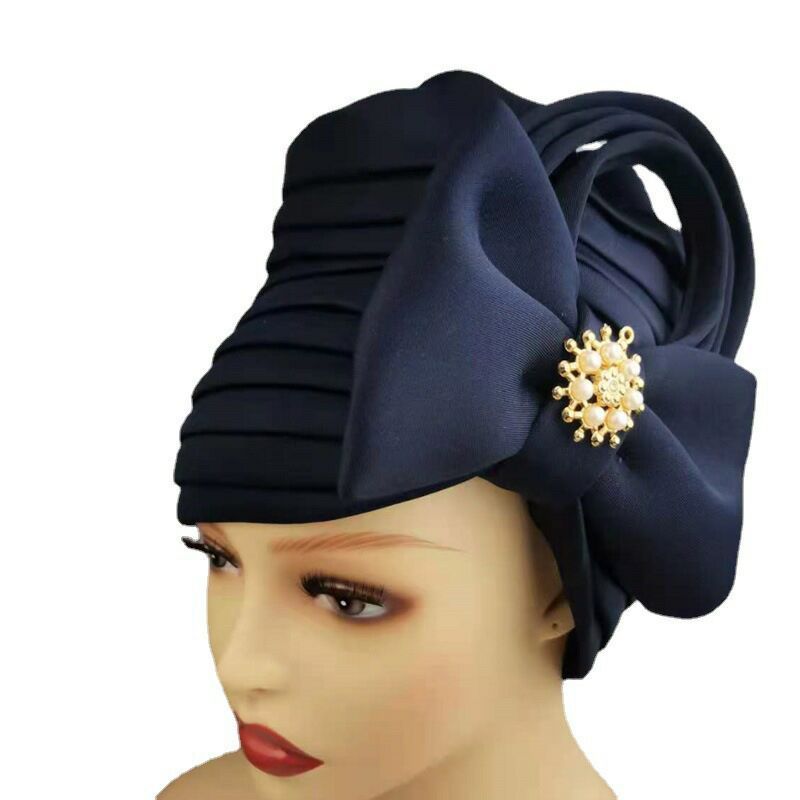 Wholesale beautiful turban hat for women party luxury African stylish ladies  turban headwrap