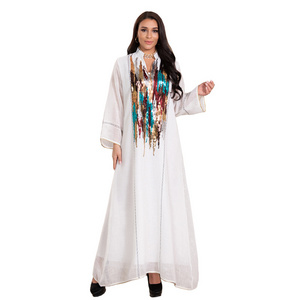 Muslim women dress white color pattern glitter style premium quality abaya cotton breathable