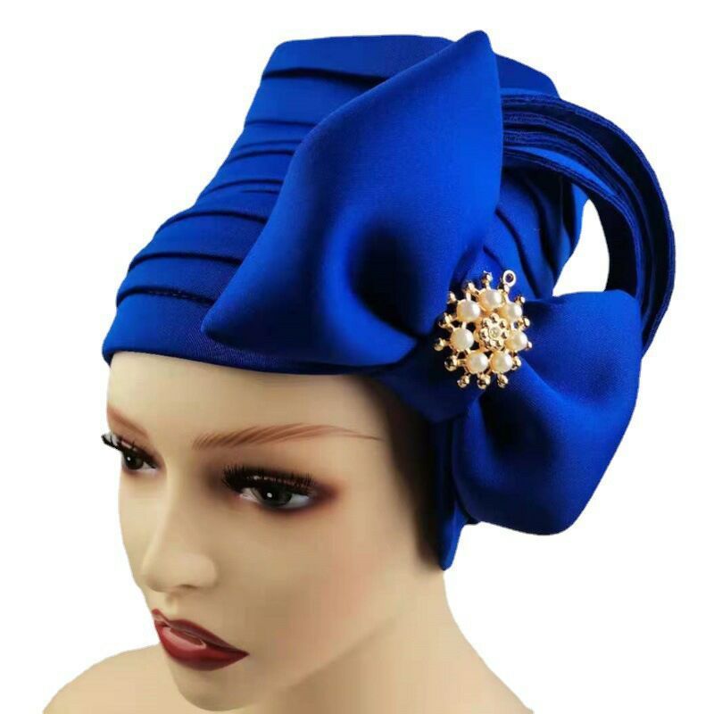 Wholesale beautiful turban hat for women party luxury African stylish ladies  turban headwrap