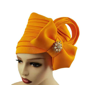 Wholesale beautiful turban hat for women party luxury African stylish ladies  turban headwrap