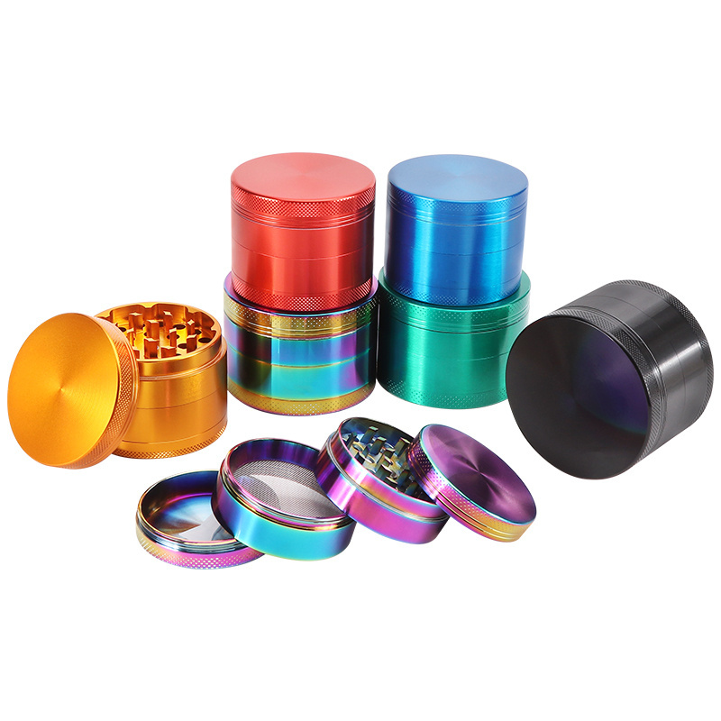 Futeng 40mm 50mm 55mm 63mm metal herb grinder wholesale tobacco spice grinder low MOQ custom logo 4 layer grinders smoking