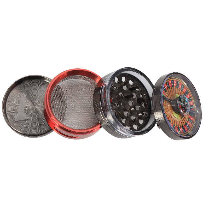 Futeng Portable 63mm metal herb grinder with window custom luxury lid tobacco spice dry crusher grinder herb 2.5 inch