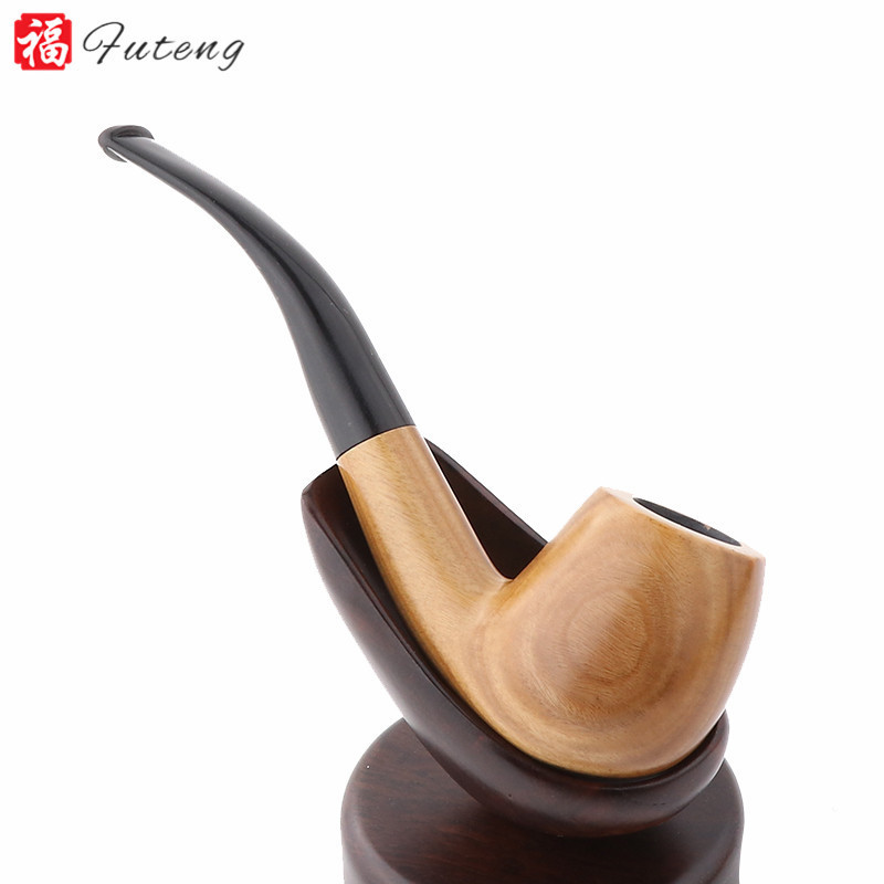 Futeng new durable green sandalwood wood smoking pipe tobacco pipes for smoking with acrylic pipe stem