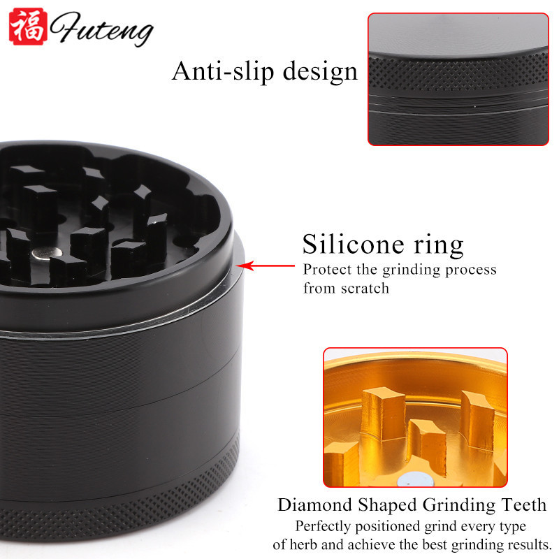 Futeng 63mm grinders herbal tobacco Larger CNC Tobacco Grinder Fashionable aluminium 4 Parts Herb Grinder