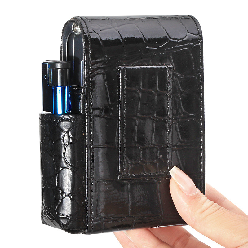 Futeng portable custom leather cigarette case and lighter carrier smoking accessories