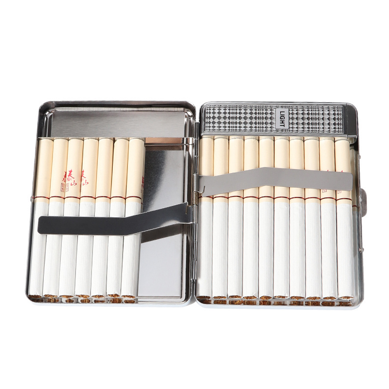 Futeng 16pcs Metal Cigarette Case Lighter Custom Logo Vintage Tobacco Cigarette Case Box with Lighter Wholesale