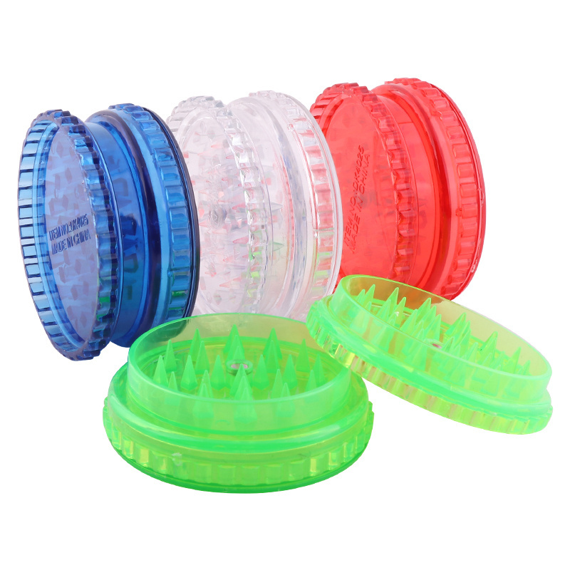 Acrylic Herb Grinder 60mm 3 Parts Smoking Rolling Accessories Wholesale Big Plastic Herb Grinder