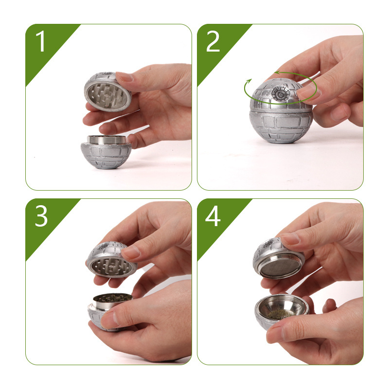 Futeng 3 Parts Ball Zinc Spice Tobacco Herb Grinder Wholesale 50mm Tobacco Dry Spice Grinder with Gift Box