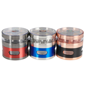 Futeng Portable 63mm metal herb grinder with window custom luxury lid tobacco spice dry crusher grinder herb 2.5 inch